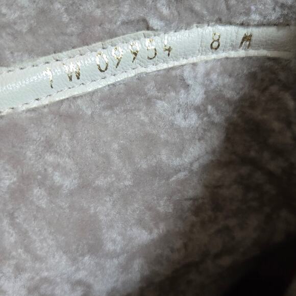 Stuart Weitzman White Shearling Pearl Embellished Studded Combat Boots Size 8 - Picture 9 of 11